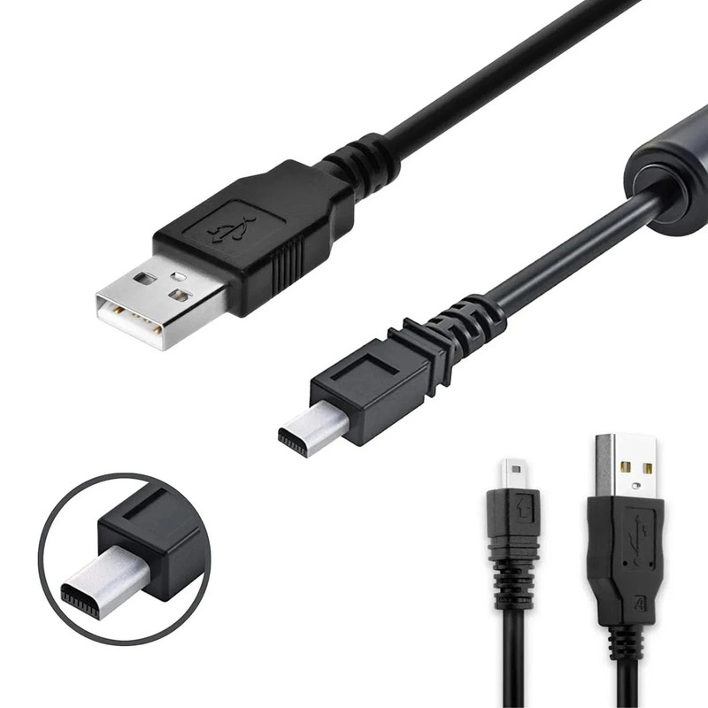 Black Durable 8 Pin Mini USB Cable 4.9Ft - USB 2.0 a to 8-Pin Mini B Cable W/Fer