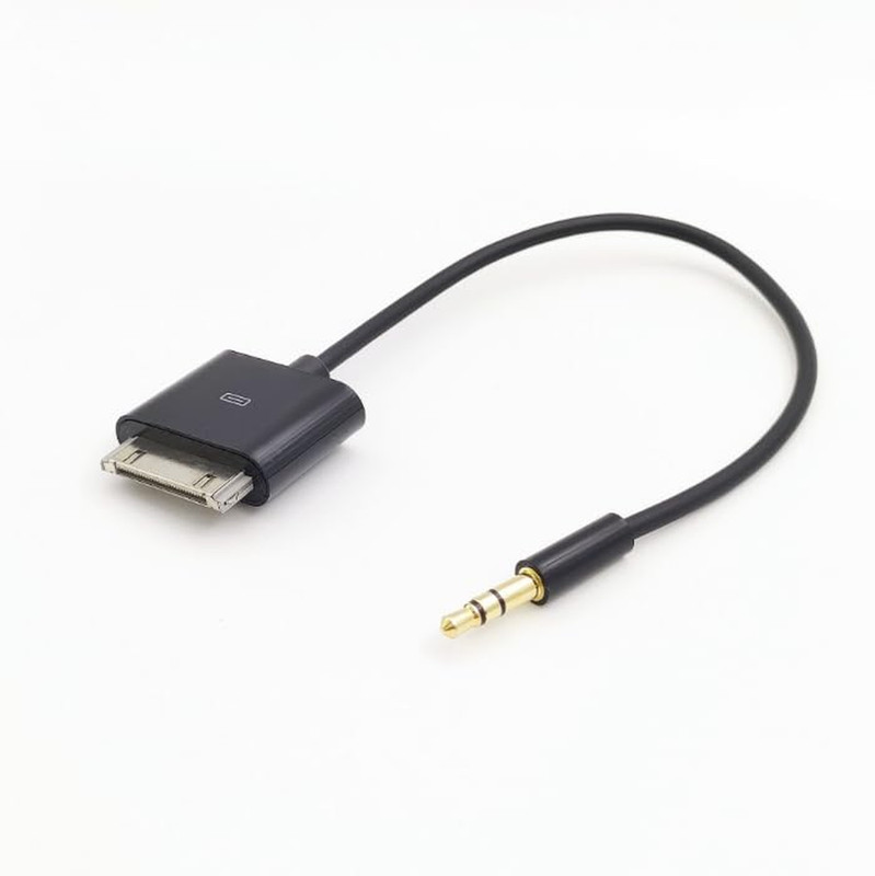 3.5mm AUX to 30-Pin Male Dock Connector Cable Adapter, 20CM, Black gallery