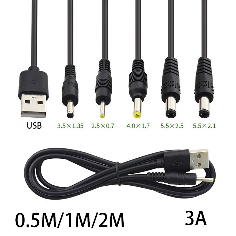1x USB 2.0 Male to 2.5mm-5.5mm Plug DC Power Supply Socket Extension Cable Cords