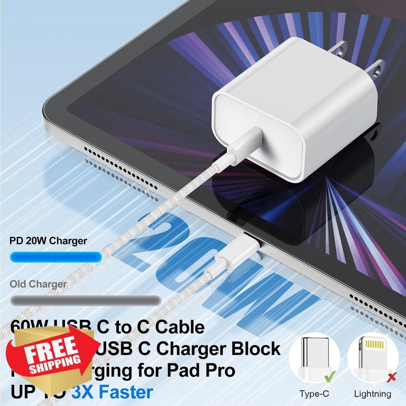 deloni 2-Pack 20W USB C Charger 16FT Cable iPhone 15 16 Gray gallery