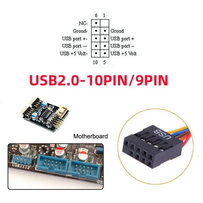 USB 10 Pin 9Pin Motherboard Female Header to Dual USB 2.0 Female Adapter Cabl... gallery