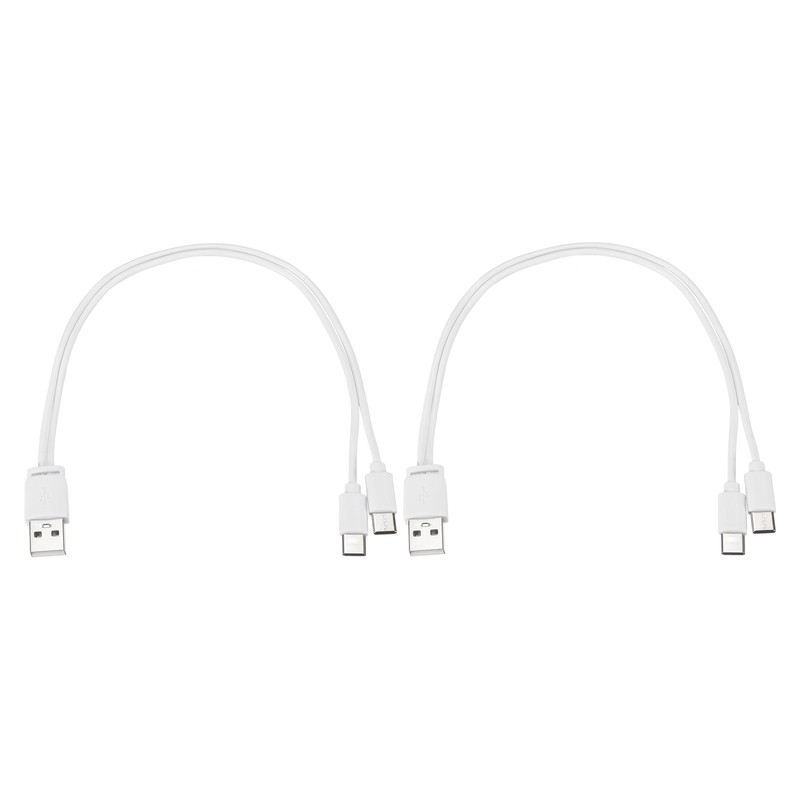 2 Pcs Multi USB A to 2 USB Type C 2 in 1 Splitter 12 Inch, White