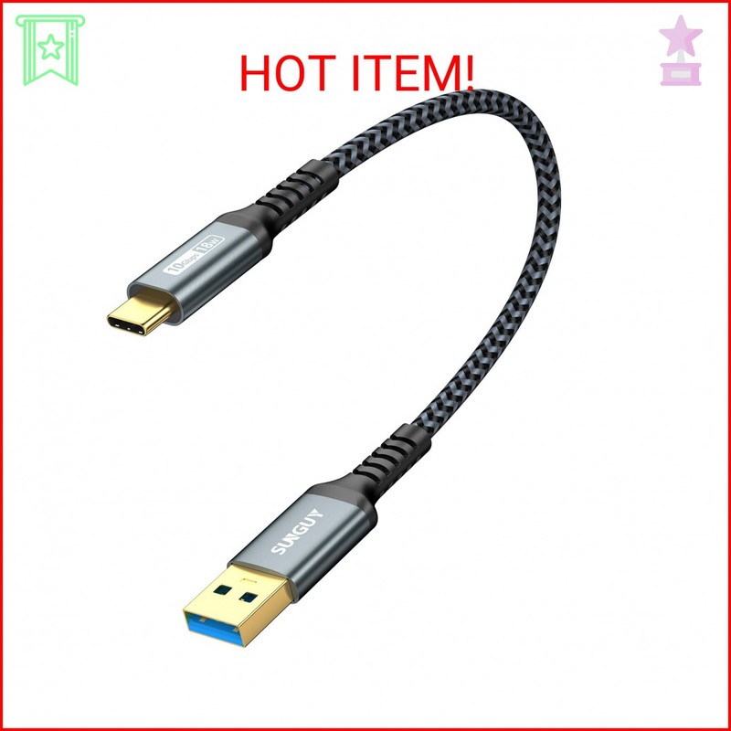 SUNGUY 10Gbps Android Auto USB Cable 1FT, 3A USB C 3.1 Gen2 Cable Data Transfer,