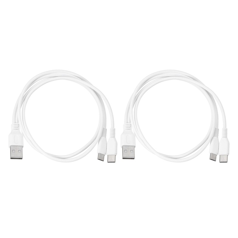 2 Pcs Multi USB A to Micro USB and USB Type C 2 in 1 Splitter 20 Inch, White