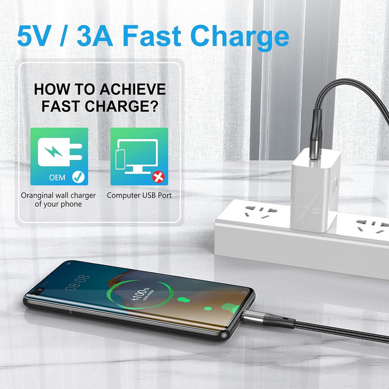 Extra Long 16FT USB Type C Cable Fast Charging,3Pack Premium Nylon Braided 3A Ra gallery