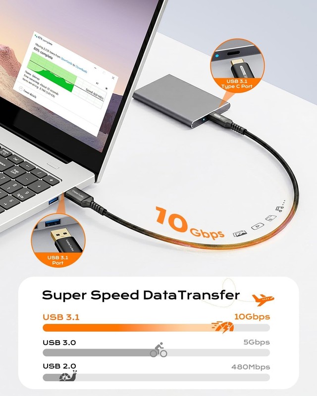 10Gbps USB C Cable 2FT, USB 3.1 Gen2 Fast Charging & Data Transfer for Android A gallery