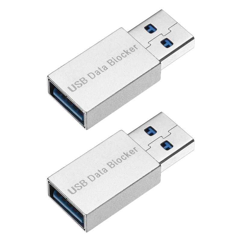 2 Pcs USB Data Blocker, USB A to A Data Protector, Silver