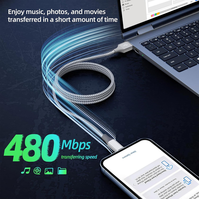 Iphone Charger 3Pack 10FT Apple Mfi Certified Long Lightning Cable Fast Charging gallery
