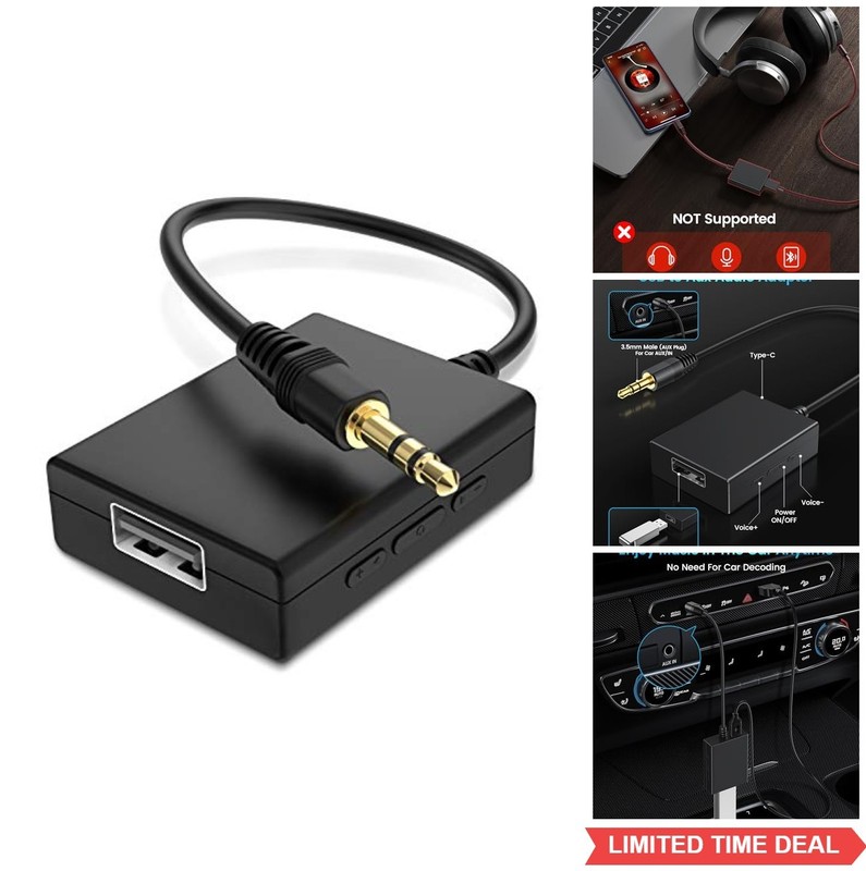 USB to Aux Audio Adapter 3.5mm Male USB Female for Car MP3 Music Flash Drive