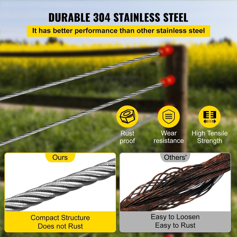 1/ 4" Stainless Steel Cable 200FT, T304 7x19 Tighter Core Cable Railing System gallery