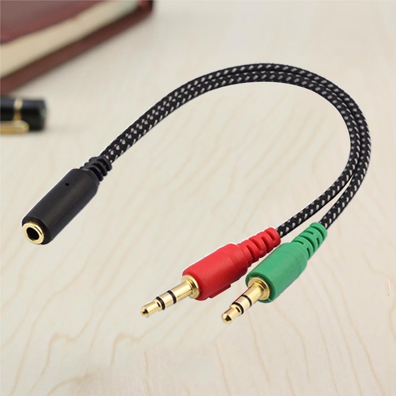 Female To 2 Male Audio Headset Adapter Splitter Cable For Pc Laptop Microphone gallery