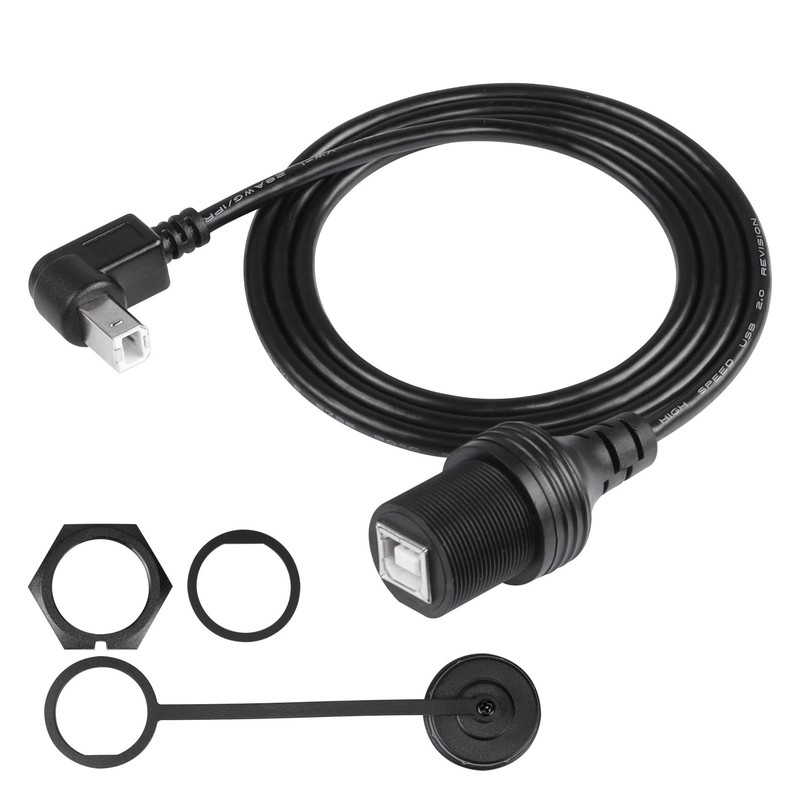 1 PC USB 2.0 TypeB 90 Degree Printer Cable Flush Mount Car Extension 1M