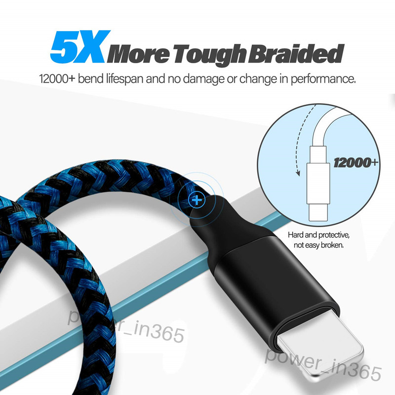 3Pack 10FT Fast USB Cable Charger Cord Charging For iPhone 7 8 11 12 13 14 ipad gallery