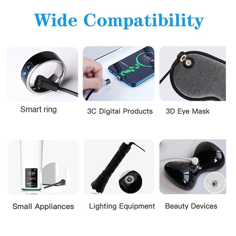 [2-Pack] Smart Ring Charger Cable, for YoR by Letsfit, COLMI, 30 cm, Black gallery