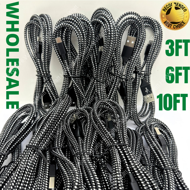 Lot Micro USB Cable 3/6/10Ft Fast Charge Cord For Samsung HTC LG Android Charger