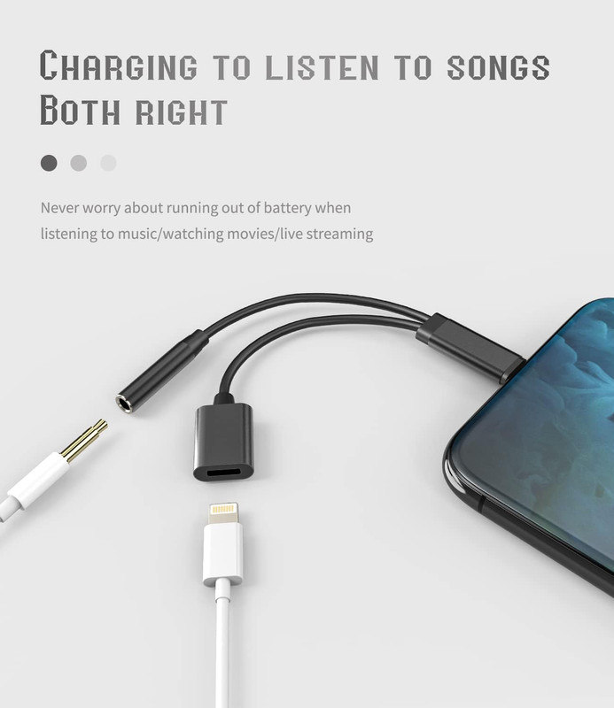 2 Pack Lightning to 3.5mm Headphone Adapter, Apple MFi Certified Audio and Charg gallery