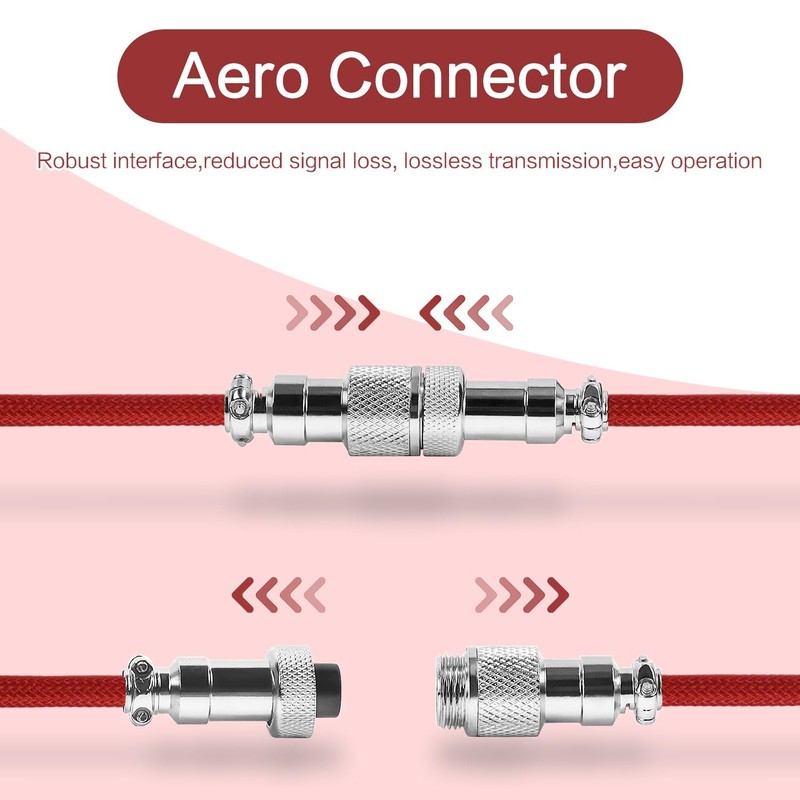 Red Spiral TypeC To USB A Gaming Mechanical Keyboard Cable Metal Aviator gallery
