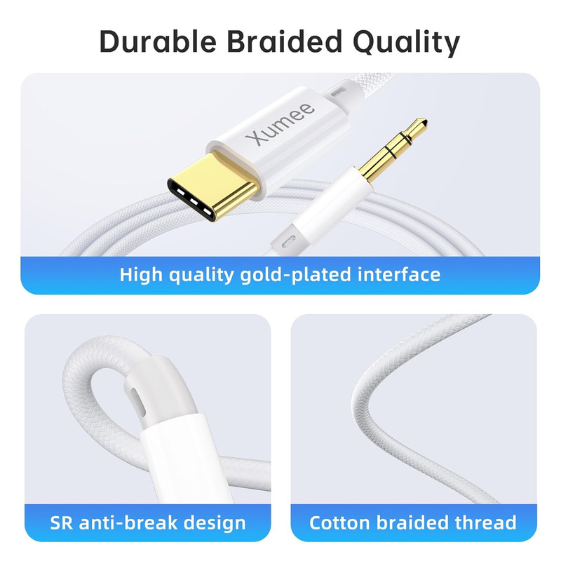 USB C to 3.5Mm Aux Cable 4Ft, Aux to USB C Audio Jack Cord with Built-In DAC (16 gallery