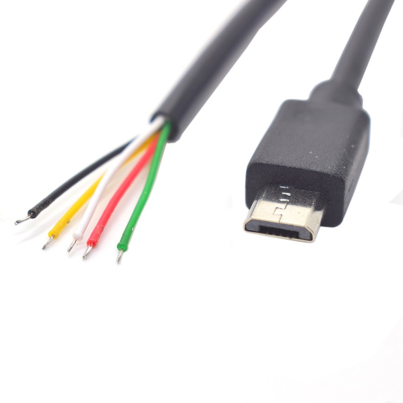 5x 0.3M/1FT Micro USB 5-Pin Male Pigtail w/ 5 Bare Wires for Phone Repair DIY gallery