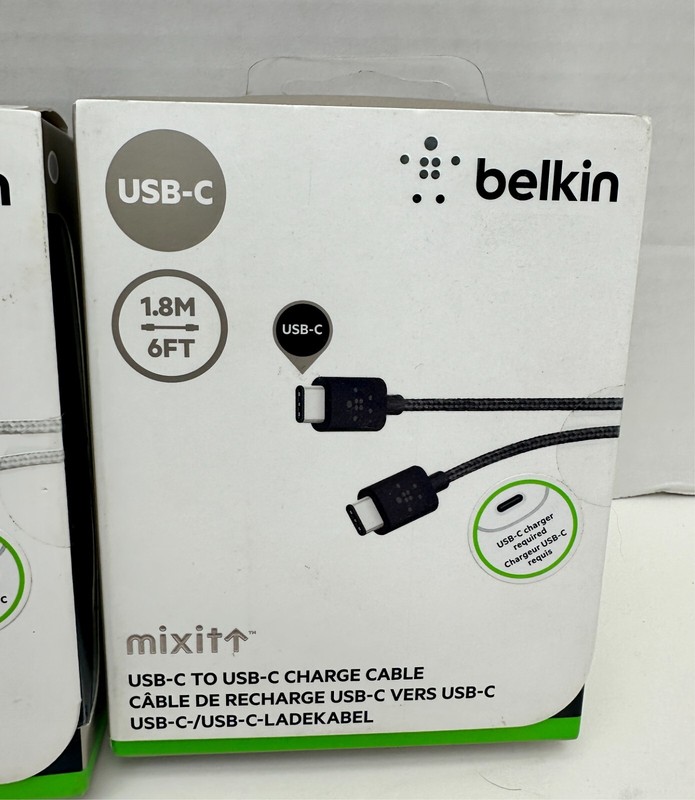 x3 Belkin Mixit USB-C To USB-C Charging Cable Black Gray 6ft For Tablet / Phone gallery