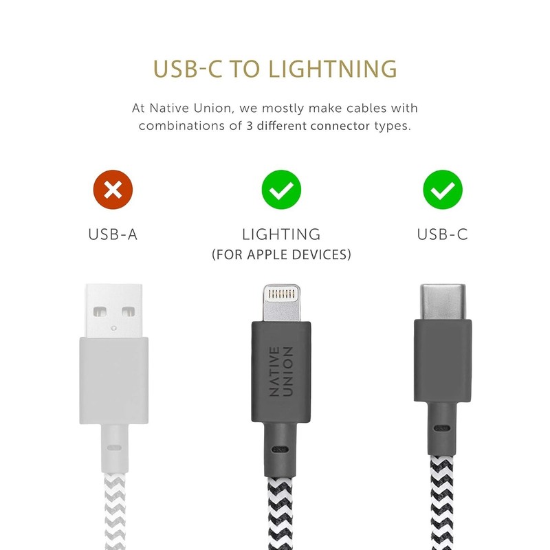 Native Union 10ft Ultra Strong USB-C to (MFi-Certified) Lightning Charging Cable gallery