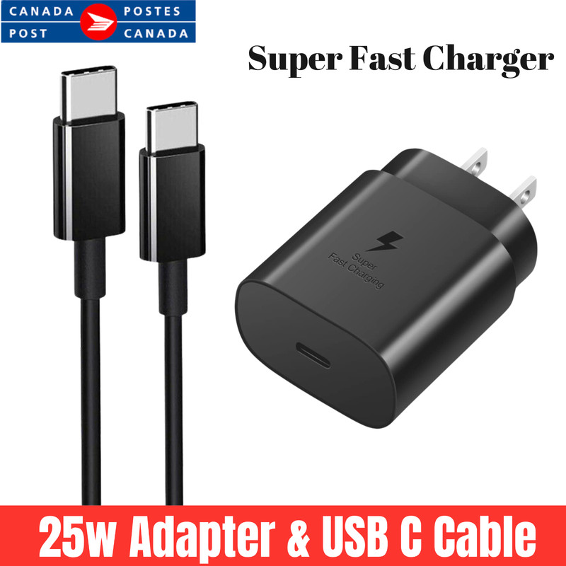 USB C Charger 25W Type C Charging Fast Adapter Cable For Samsung S23 22 Note 20