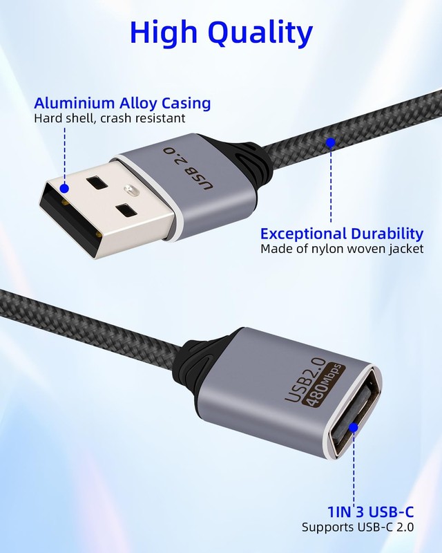 USB Splitter 1 In 3 Out Male To 3USB Female Extension Hub Power Cable 26cm gallery