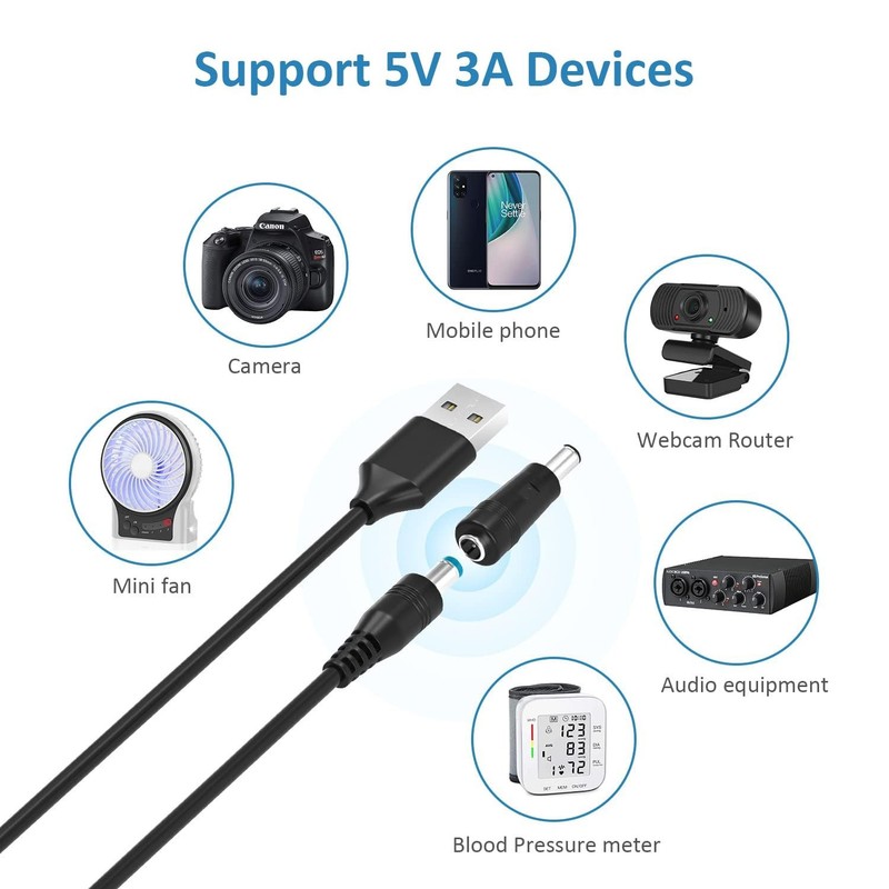 5V Universal USB to DC Power Cable with 13 Adapters – Tangle-Free 5ft Solution gallery