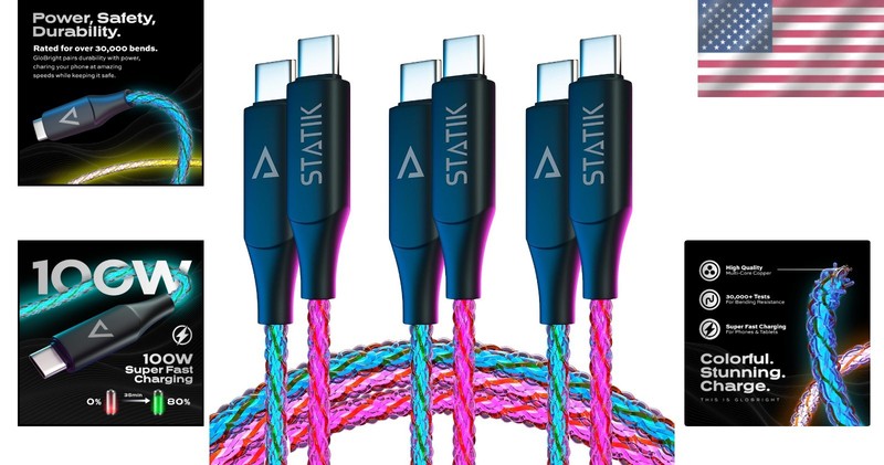 GloBright LED Charging Cable 3-Pack gallery