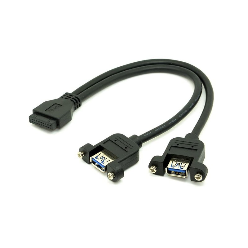 USB 3.0 Dual Ports A Female Screw Mount Type Motherboard 20pin Header Cable gallery