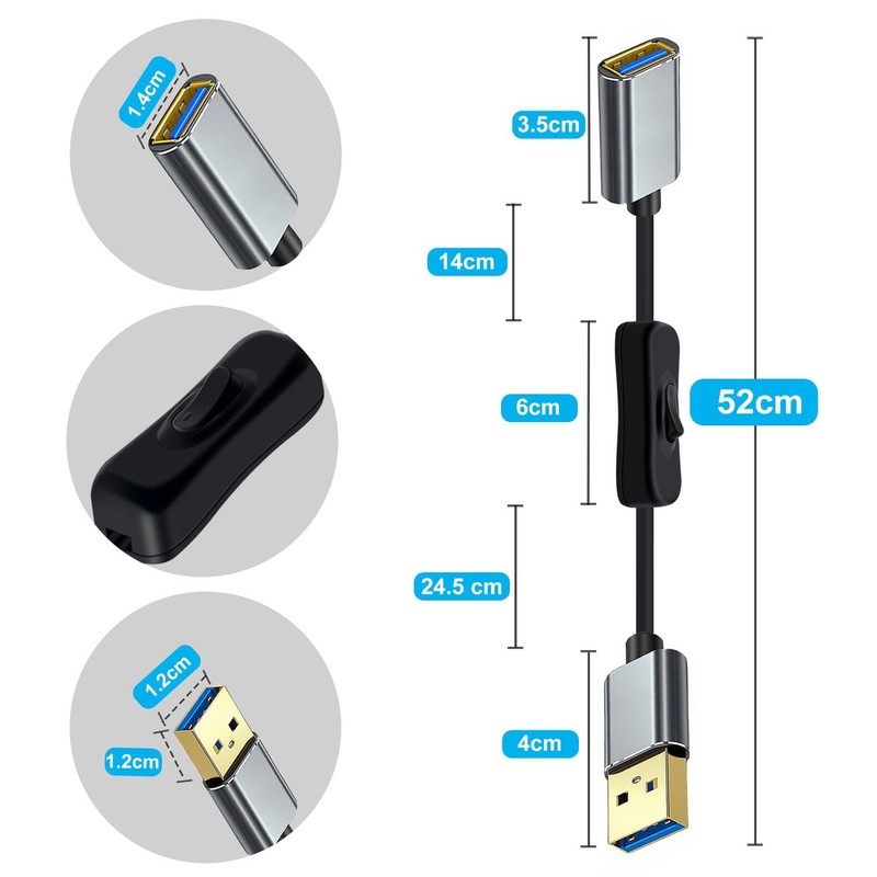 USB Cable Switch USB 3.0 Extension Cable with Switch, Gold Plated Plug Suppor... gallery
