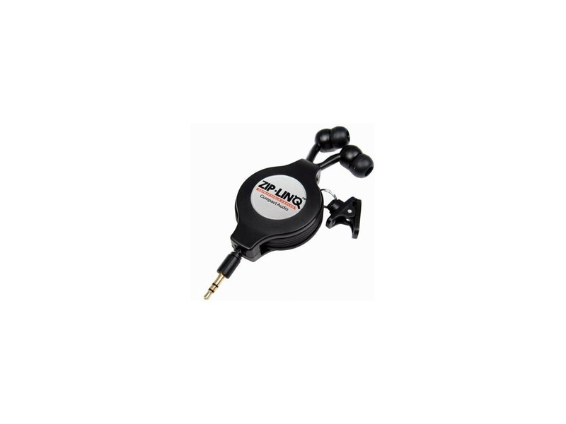 Lot Of 5 Ziplinq 2.5mm Connector Canal Retractable Black Earbuds ZIP-AUDIO-CD6