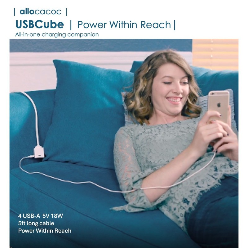 USBcube Extended USB-C + A 3ft 4 port Travel Adapter Wall Charger Power Strip gallery