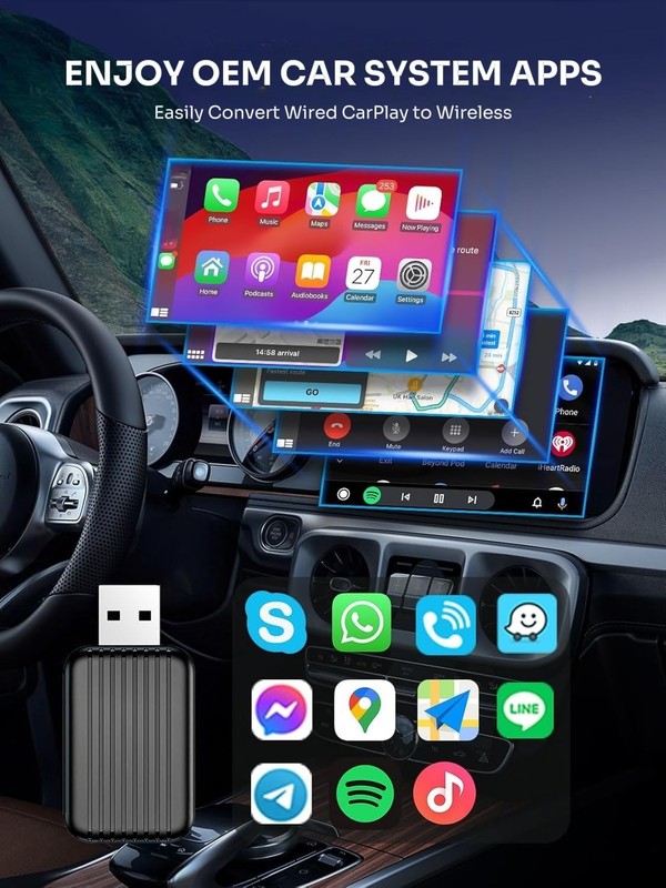 Wireless Carplay Adapter for Apple iPhone: 2025 Upgraded Mini Car Play Dongle... gallery