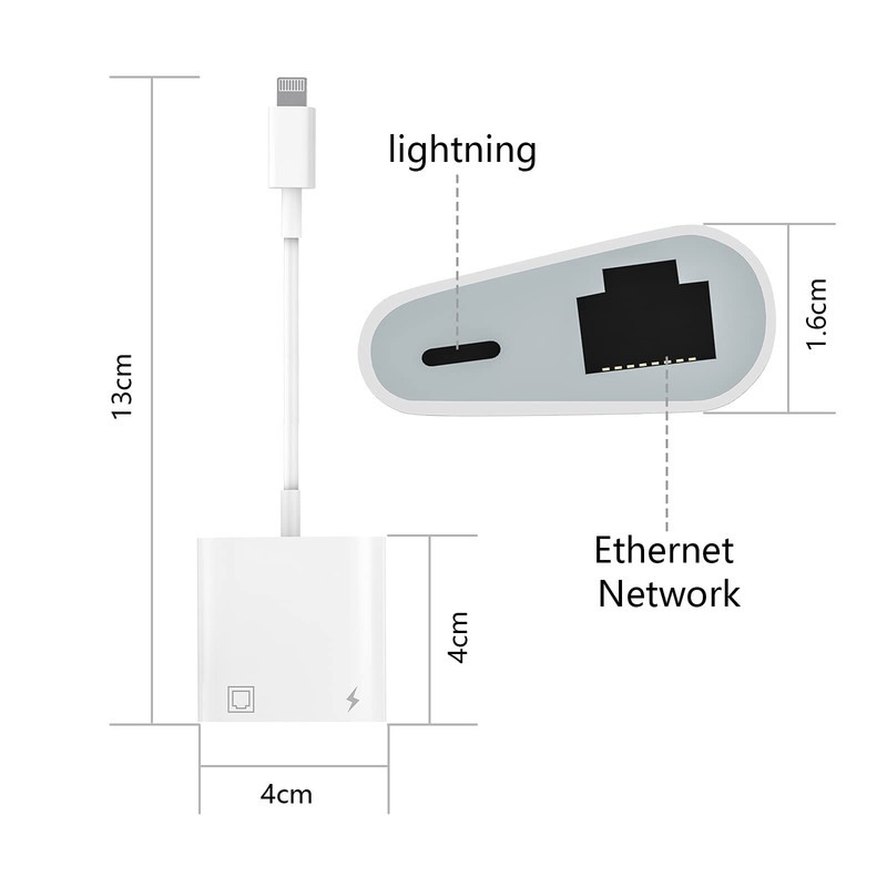 Lightning to Ethernet Adapter Apple MFi Certified 2 in 1 RJ45 Ethernet LAN gallery