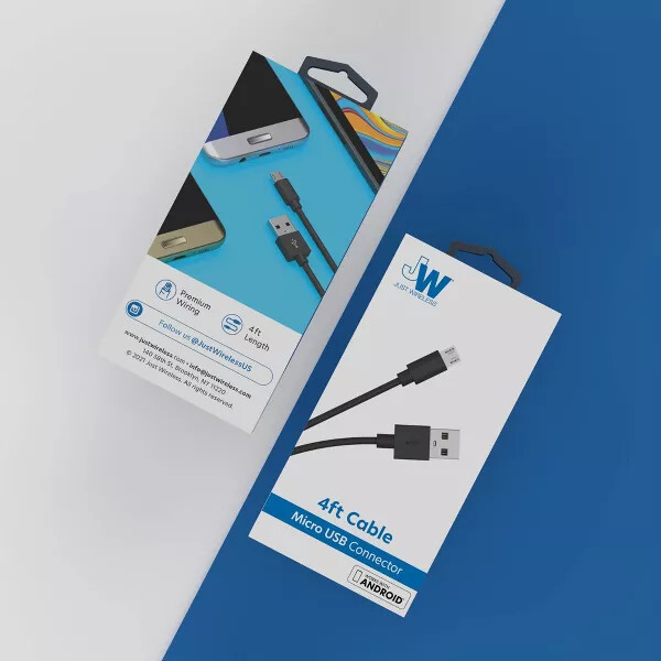Just Wireless 4ft TPU Micro USB to USB-A Cable Black Pack of 2