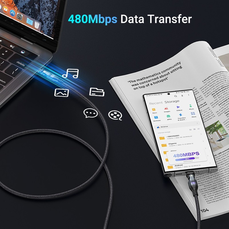 2 PCS【1.8M+1.8M】PD 240W USB C Fast Charging Cable, Type C to Type C for Phone gallery