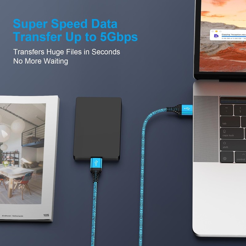 2 PCS USB To USB Cable 3FT Double End USBA To USBA Cord USB3.0 Male To Male gallery