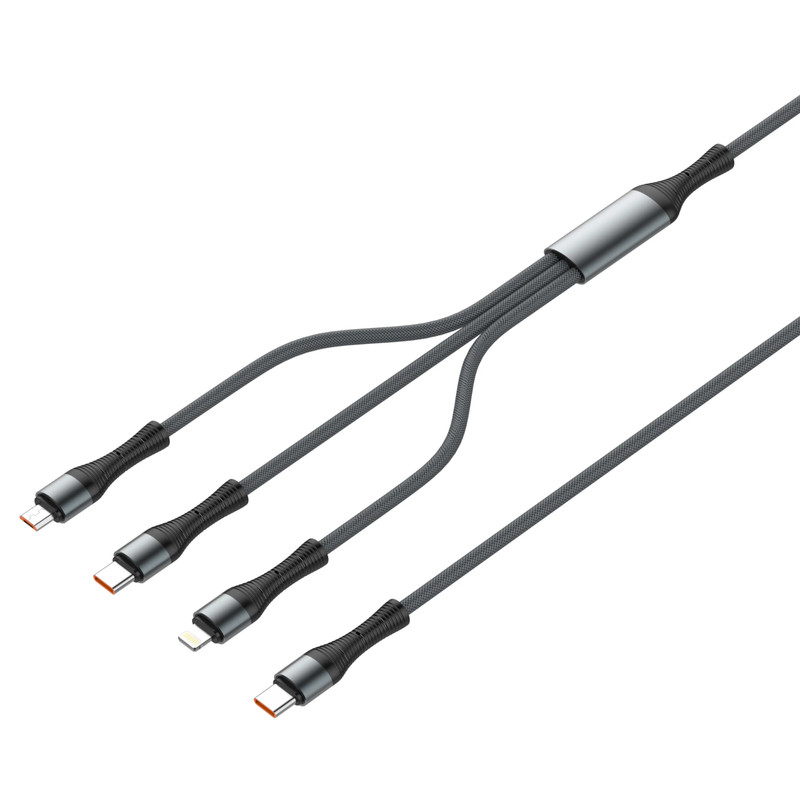 3 in 1 Fast Charging Data Cable, Type-C to Type-C/8pin/Micro, PD 100W (max)