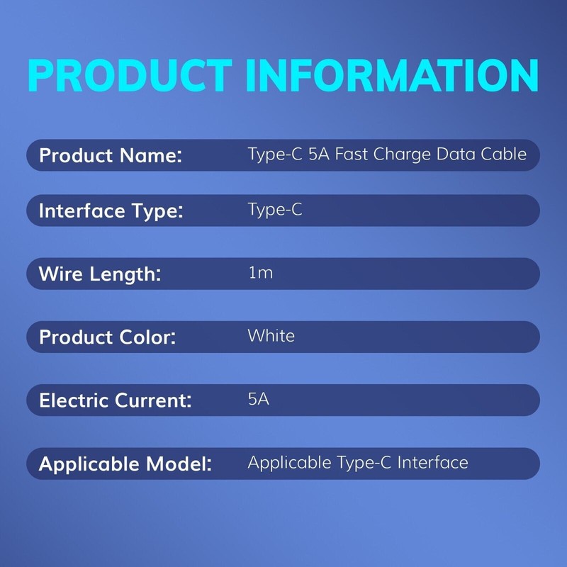 BEST QUALITY USB To Type C Fast Charge 5A Quick Charging Data Cable for Samsung gallery