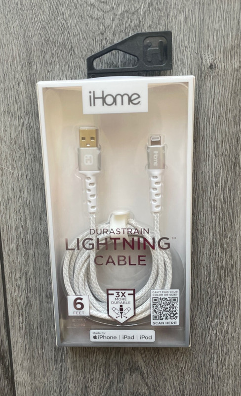 BRAND NEW Apple iHome Lightning to USB Charger Cable 6 feet long, Fabric Braided