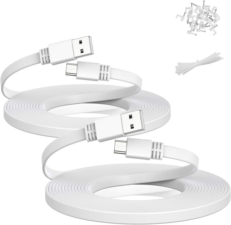 Micro USB Power Cable 20 FT (2 Pack),Flat Micro USB Charging Power Cord,Charger