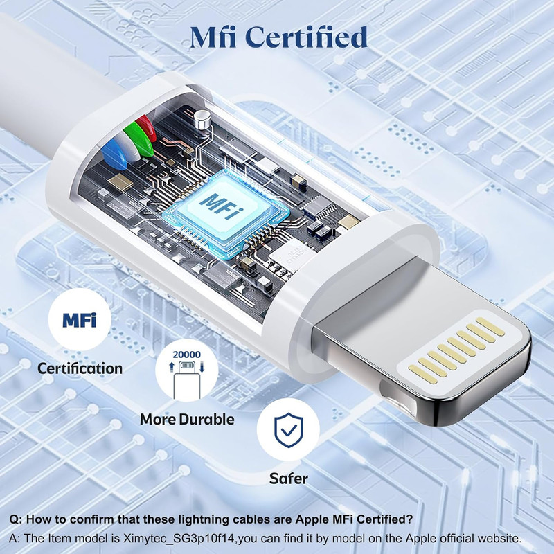 Rctech USB C to Lightning Cable 3Pack 6FT [Mfi Certified] Iphone Fast Charger Ca gallery