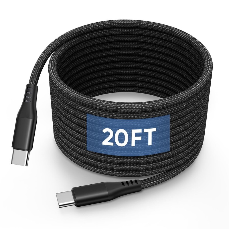 Flexible 20ft USB C Cable for Galaxy/LG/Switch gallery