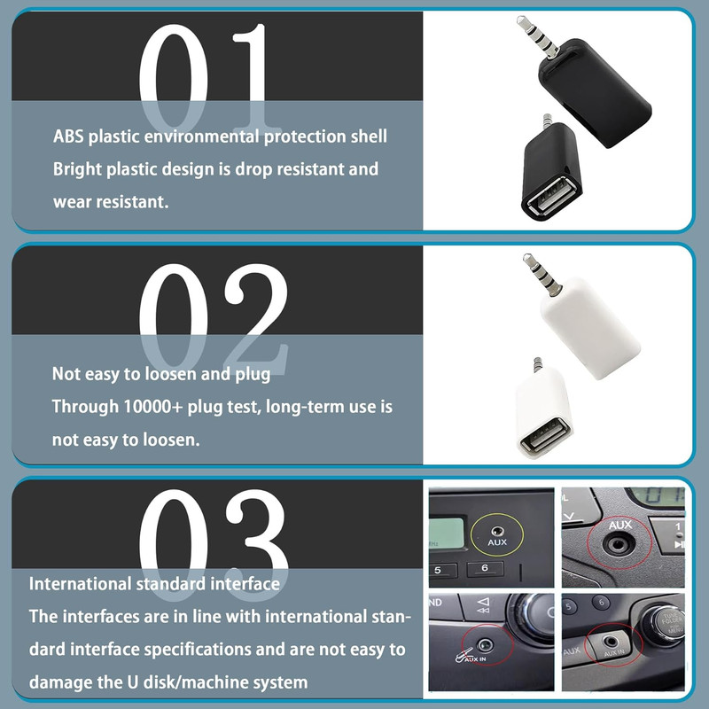 2 Pack AUX to USB a Adapter Audio Cable, USB Female to 3.5Mm Male Converter Jack gallery