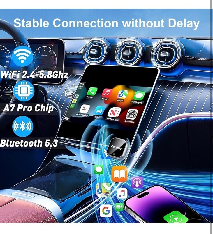 Wireless Carplay Adapter for iPhone Apple, 2026 Mini CarPlay Dongle, Plug & P... gallery