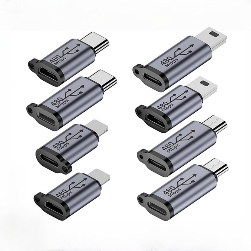 8 PCS USB Adapter Kit TypeC Micro Mini Lighting To USB 480Mb Phone PC Mac