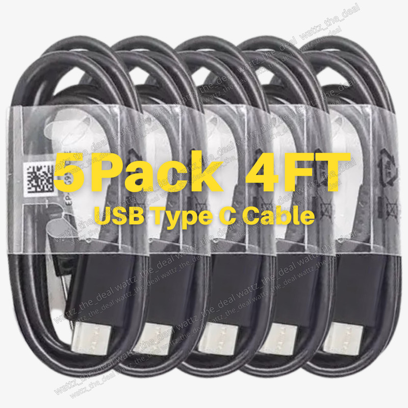5Pack For Samsung Galaxy Note8 S8 S9+ S10 S10+ S10e Fast Charge 4FT Type-C Cable