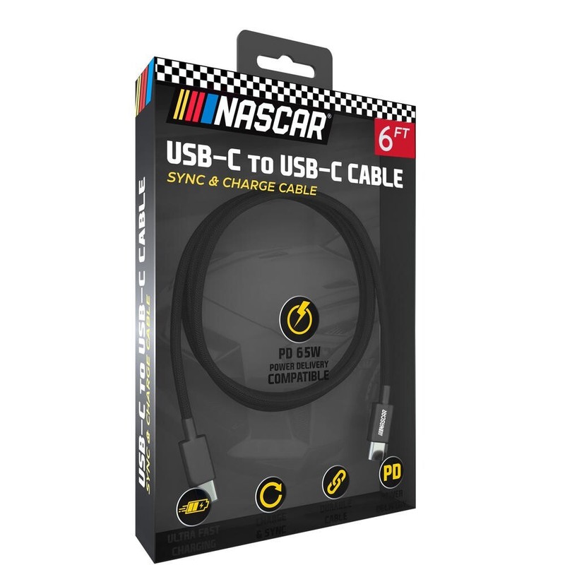 Nascar USB-C to USB-C Cable 6 ft Black