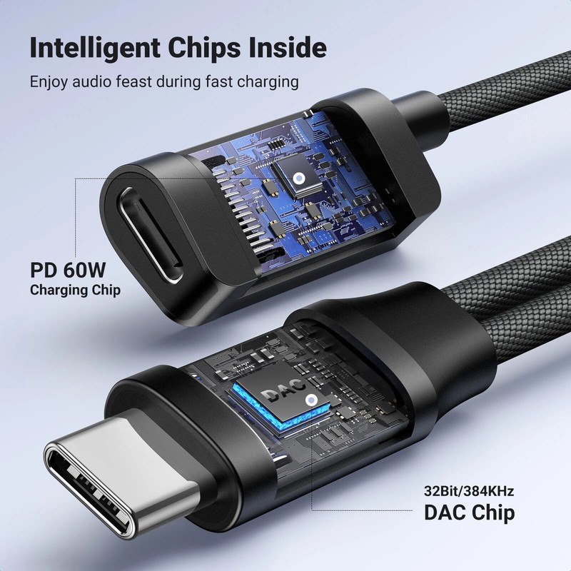 UGREEN USB C to 3.5mm AUX Audio Cable DAC Chip 60W PD QC 2 in 1 Charging Adapter gallery